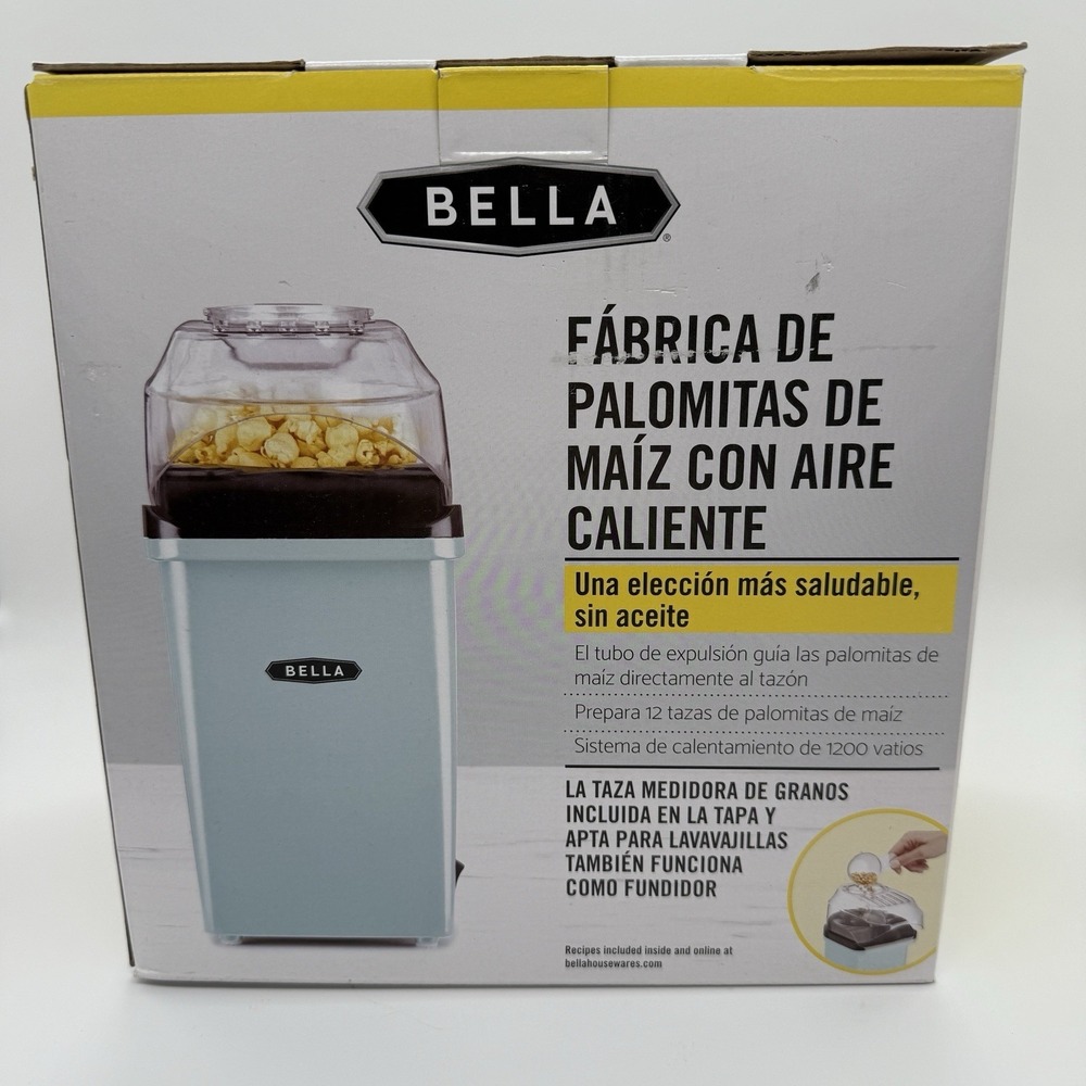 Bella Hot Air‎ Popcorn Maker, Light Blue, Makes 12 Cups 1200 Watt